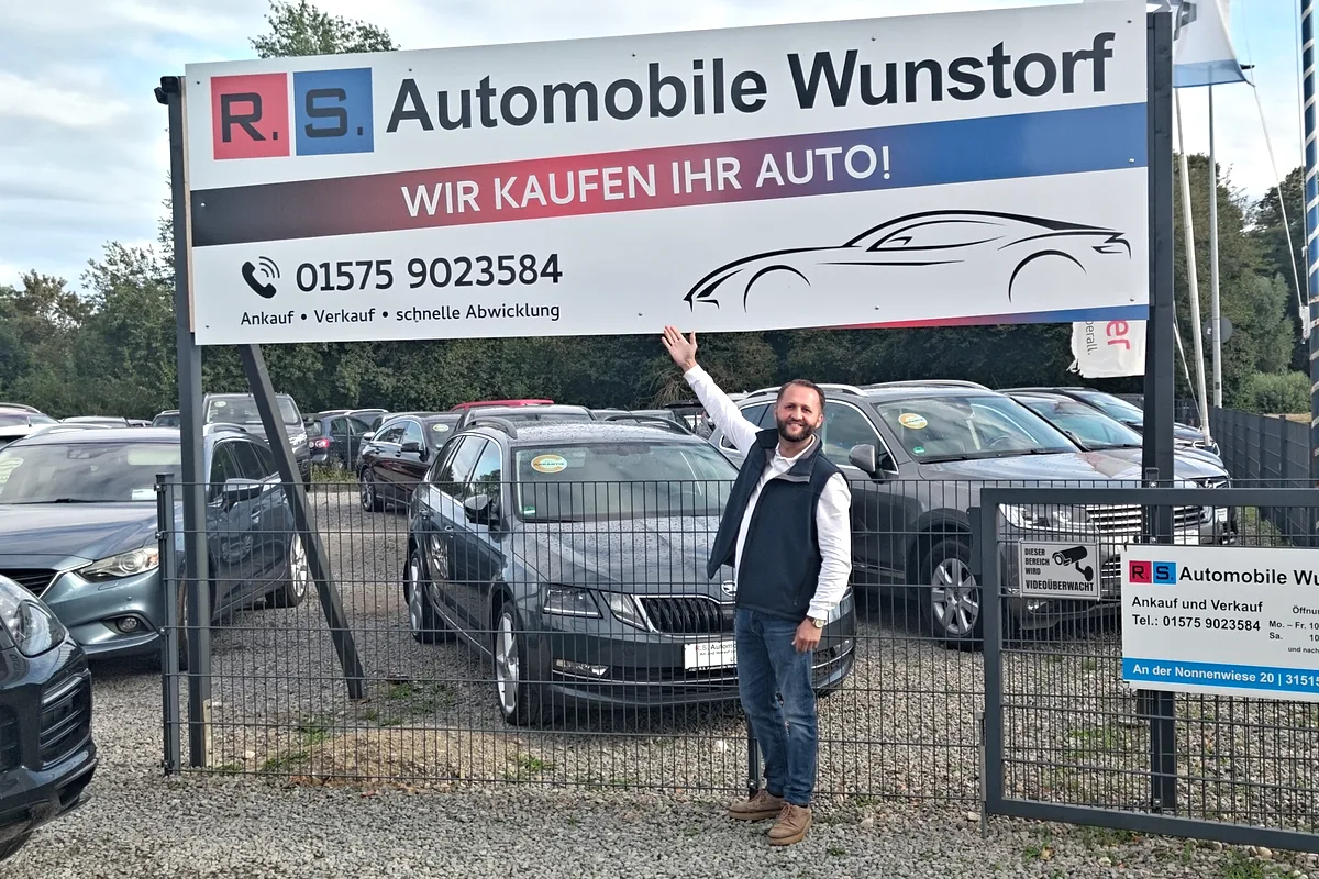 Das Ankauf-Schild von R.S. Automobile Wunstorf