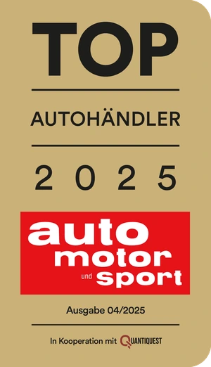 Ausgezeichnet als Top-Autohändler von auto motor und sport in Kooperation mit Quantiquest, 2025 und 2026
